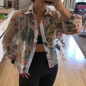 RIVER Island Floral Organza Blouse NWT